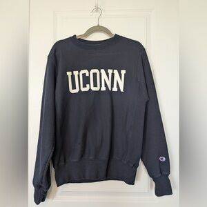 Vintage Champion Reverse Weave UCONN Crewneck Blue Size Small